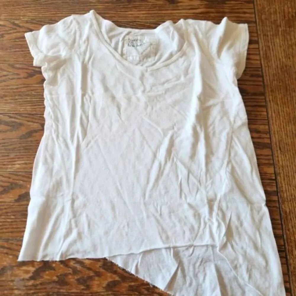 Frank&Eileen tee assymetrical hem white short sleeve shirt sz Small